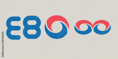 modern circular wave symbol logo design with bold blue and red shapes