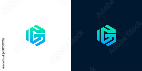 Dynamic modern geometric logo concept with an abstract form and vibrant blue-green gradient, ideal for innovative technology companies and contemporary brand identity