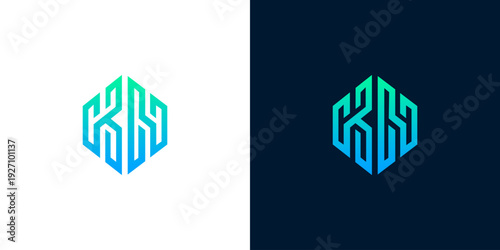 Modern Monogram Logo Design Featuring Intertwined Letters KHS in a Hexagonal Shape