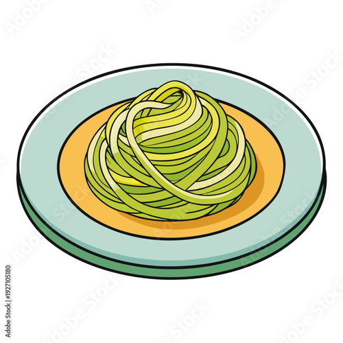 Delicious matcha mont blanc dessert on elegant plate capturing artistic culinary presentation with vibrant green chestnut cream and spiraled layers