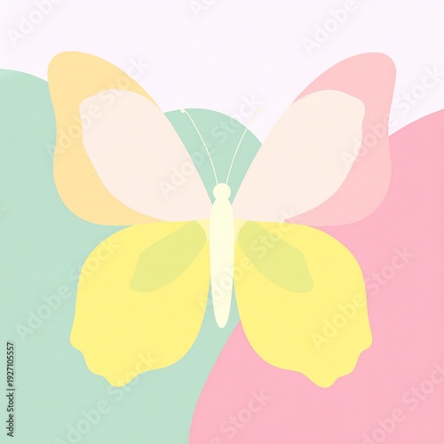 Abstract butterfly wings in soft pastel gradient with geometric diamond shape minimalist art design