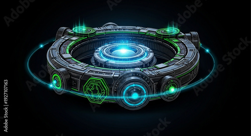 Futuristic Sci Fi Energy Device with Glowing Lights.