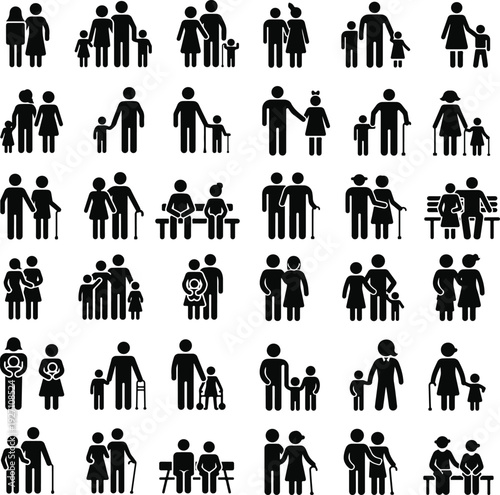 Modern Human Life Stages Timeline Vector Icon Set