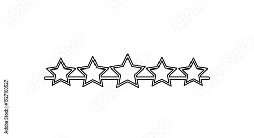 Five Outline Stars Rating Vector Illustration.