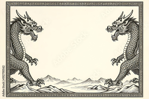 Certificate dan grade diplom karate. Old vintage diplom paper with frame texture background art design.