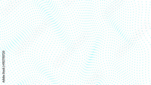 Cyan dotted Wave lines vector background. Featuring fluid motion and futuristic digital data visualization aesthetics. Halftone wave cyan dots. 