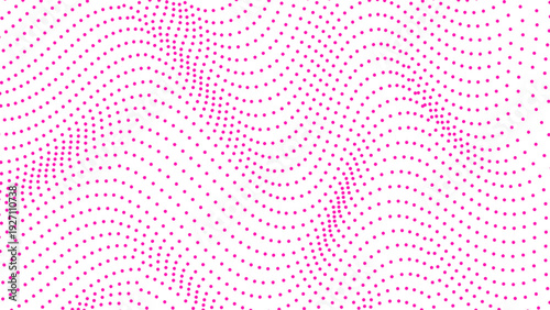 Pink dotted Wave lines vector background. Featuring fluid motion and futuristic digital data visualization aesthetics. Halftone wave pink dots. 