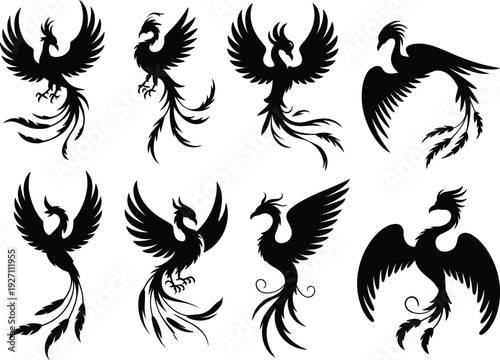 Set of spooky ghost silhouettes with various expressions, Halloween spirit vector icons, scary phantom characters isolated on white background.