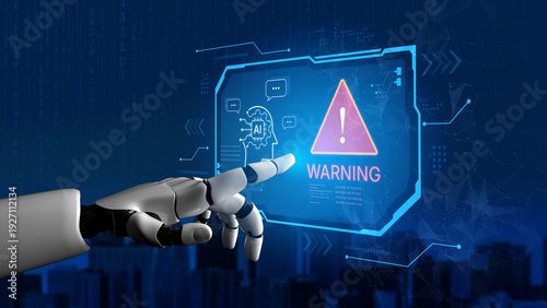 Futuristic artificial intelligence concept depicting AI hallucination, processing errors, and generating misinformation. Represents the risks of unreliable algorithms and model collapse. Corpus