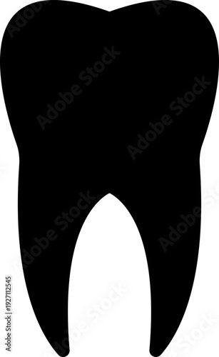 Black flat teeth vector p with dental tooth silhouette and outline icons, medical healthcare dentistry symbol isolated on transparent background, editable minimalist design