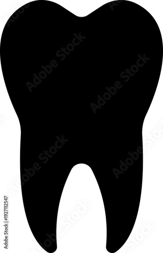 Black flat teeth vector p with dental tooth silhouette and outline icons, medical healthcare dentistry symbol isolated on transparent background, editable minimalist design