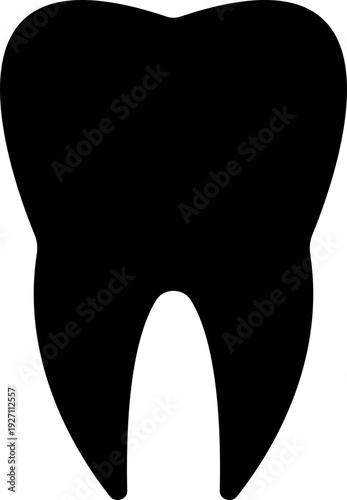 Black flat teeth vector p with dental tooth silhouette and outline icons, medical healthcare dentistry symbol isolated on transparent background, editable minimalist design
