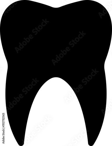 Black flat teeth vector p with dental tooth silhouette and outline icons, medical healthcare dentistry symbol isolated on transparent background, editable minimalist design