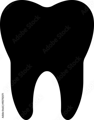 Black flat teeth vector p with dental tooth silhouette and outline icons, medical healthcare dentistry symbol isolated on transparent background, editable minimalist design