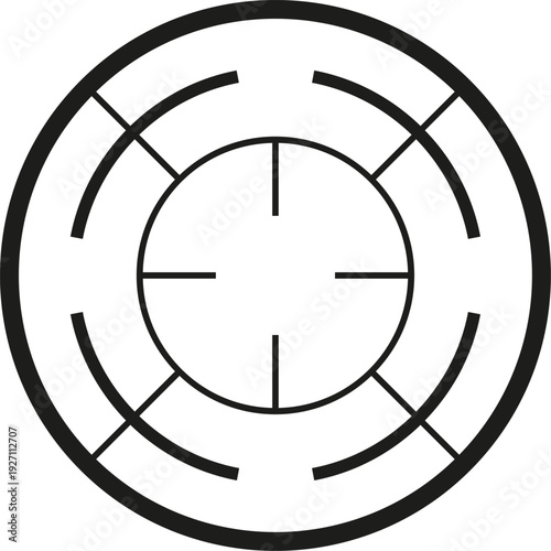 Military aim mark. Shooting target black icon
