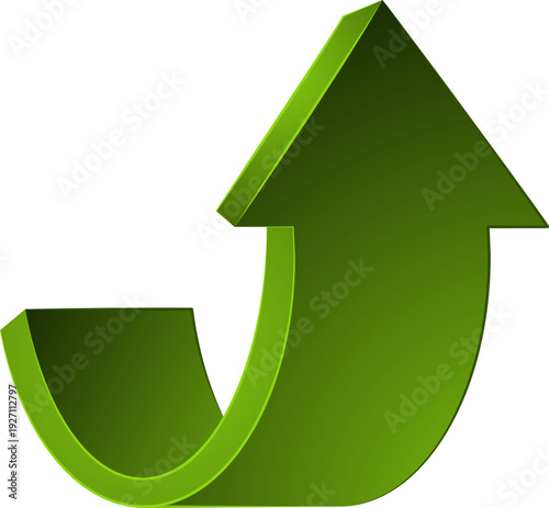 Return arrow symbol. Green uplift direction icon