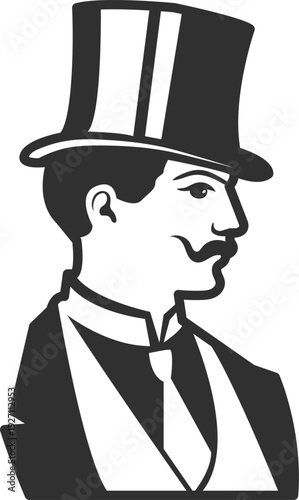 Gentleman portrait black logo. Male fashion icon