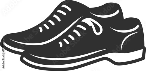 Sport shoes icon. Footwear store black emblem