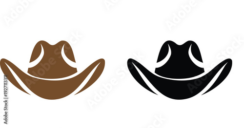 Classic black cowboy hat silhouette, western style fashion icon, flat vector illustration on white background
