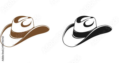 Classic black cowboy hat silhouette, western style fashion icon, flat vector illustration on white background
