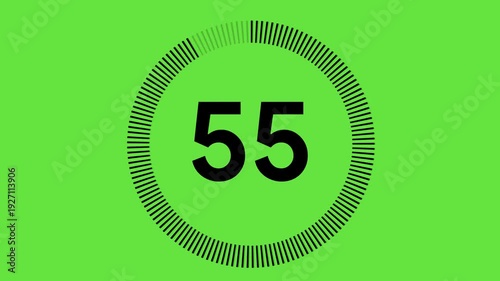 60 second countdown with circle animation, 60 to 0 animation countdown. 4K video