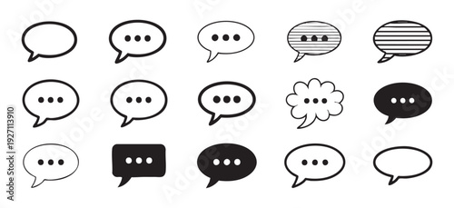 Assorted speech bubbles and dialogue boxes for communication elements
