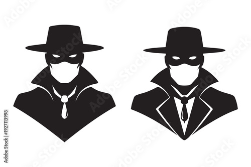 Masked Mysterious Spy Silhouette Icon