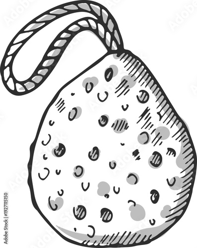 Face cleansing sponge. Asian eco care tool drawing