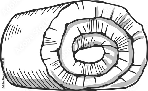 Hand drawn towel roll. Spa textile drawing