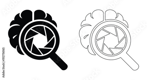 Brain Analysis Search Lens Icon Intelligence, Vision and Cognitive Research Concept