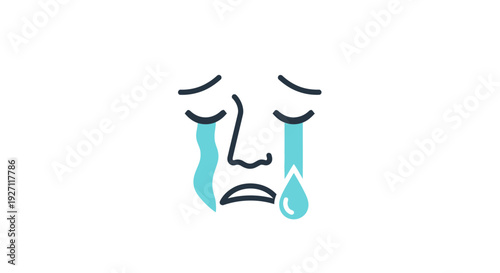 Crying face emoticon icon