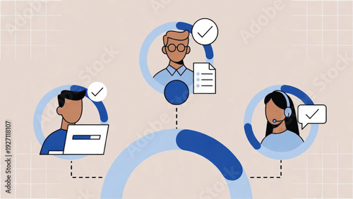 Business Connected team members working together, sharing ideas and achieving goals