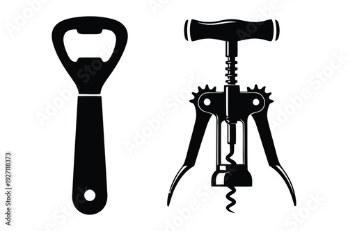 Bar Tools Icons: Bottle Opener and Corkscrew