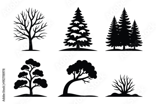 Tree icons - Bare, Snowy, Pine, Bonsai