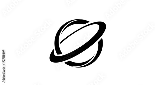 Black Saturn Planet Logo Illustration Design.