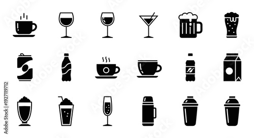 Beverage icon set