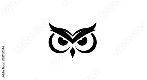 Black Owl Face Illustration Design Element.