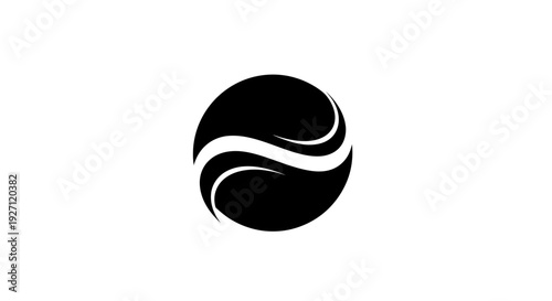Black Circle with White Swirling Pattern.