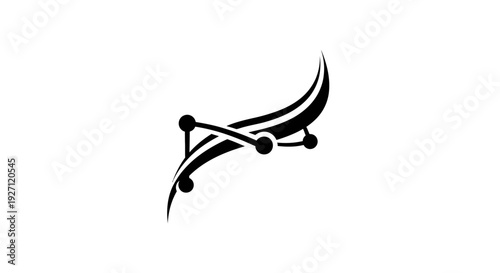 Abstract Black Design Element with Curves.