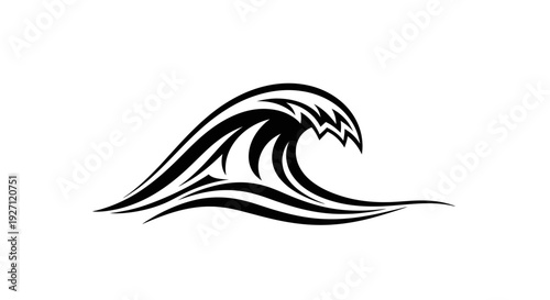 Black Wave Illustration on White Background.