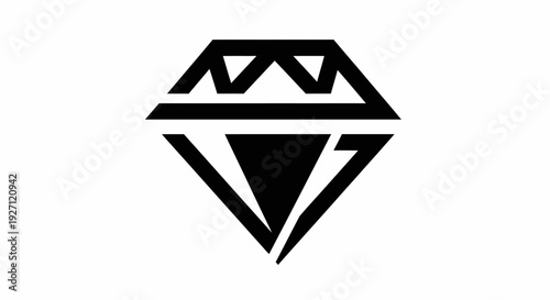 Black Diamond Icon Simple Geometric Design.