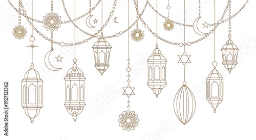 Wallpaper Mural Decorative Islamic lanterns and ornaments hanging on chains Torontodigital.ca
