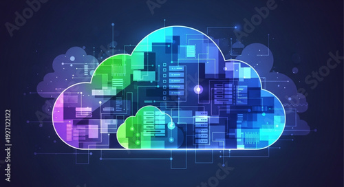 Digital Cloud Computing Technology Abstract Data Network.