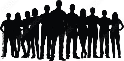 Silhouette of a diverse group of people standing together