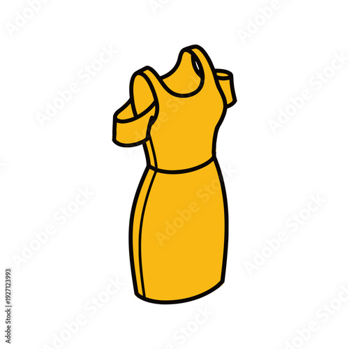 A stylish yellow sleeveless dress with a fitted bodice and flared skirt