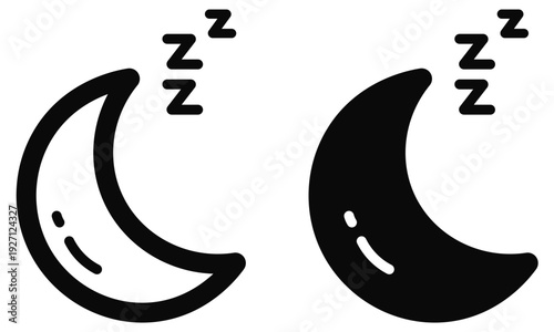Two crescent moon shapes with zzz sleeping symbols above for sleep and dream concepts