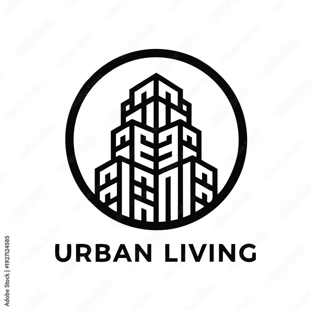 Fototapeta premium Urban Living Skyscraper Logo – Modern City Apartment and Real Estate Icon