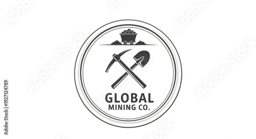 Global Mining Company Logo - Symbol of Industry and Resource Extraction.