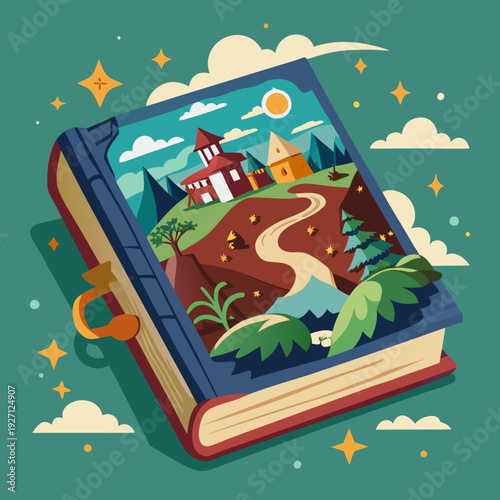 adventure stories in old book illustration