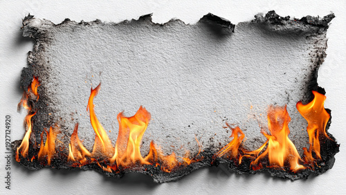 burning paper on black